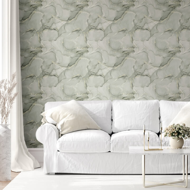 Elysian Marble Metallic Wallpaper - Green/Gold - Muriva - 212513Wallpaper199