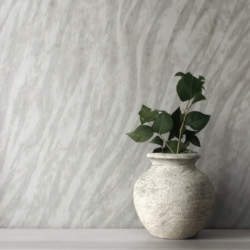 Ember Abstract Fur Effect Metallic Wallpaper - Grey - Crown - M1860Wallpaper199