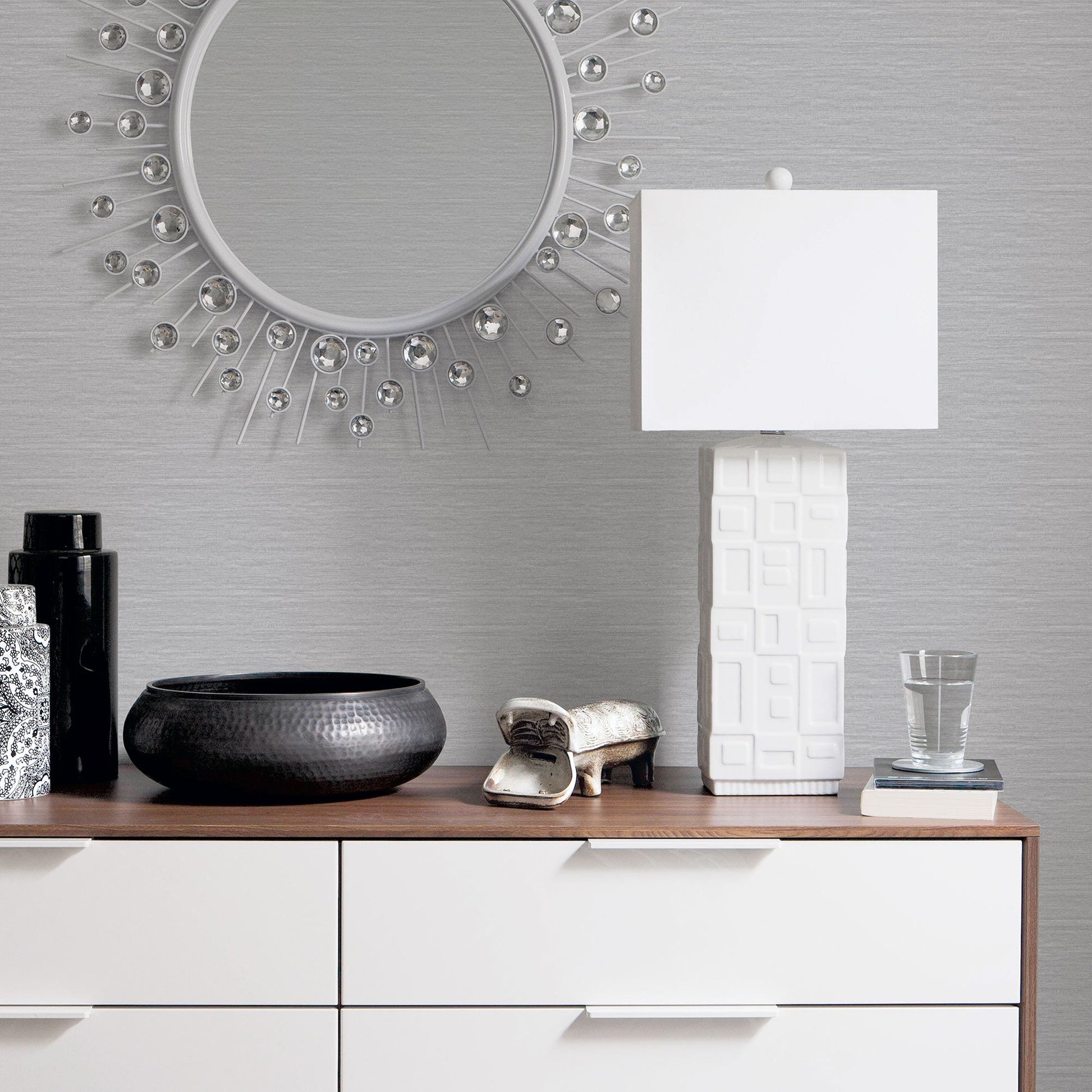 Emporium Metallic Plain Wallpaper - Grey / Silver - Galerie - DWP0230 - 05Wallpaper199