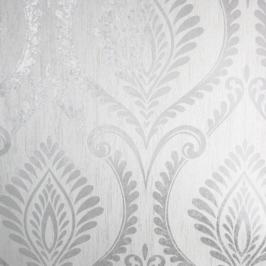 Estelle Damask Glitter Wallpaper - Grey - Crown - M1756Wallpaper199