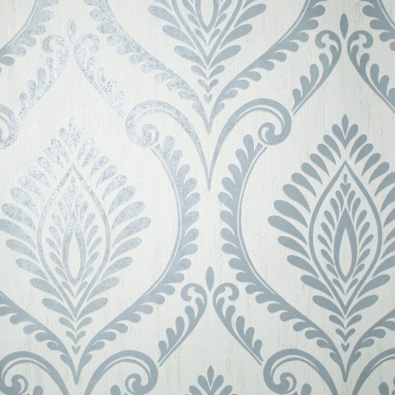 Estelle Damask Glitter Wallpaper - Mineral Blue - Crown - M1757Wallpaper199