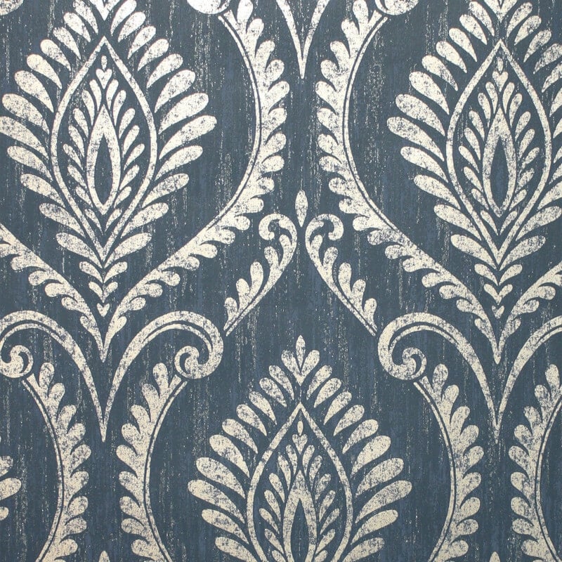 Estelle Damask Glitter Wallpaper - Navy - Crown - M1758Wallpaper199