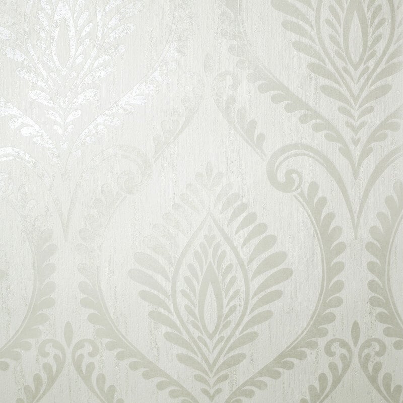 Estelle Damask Glitter Wallpaper - Soft White - Crown - M1759Wallpaper199