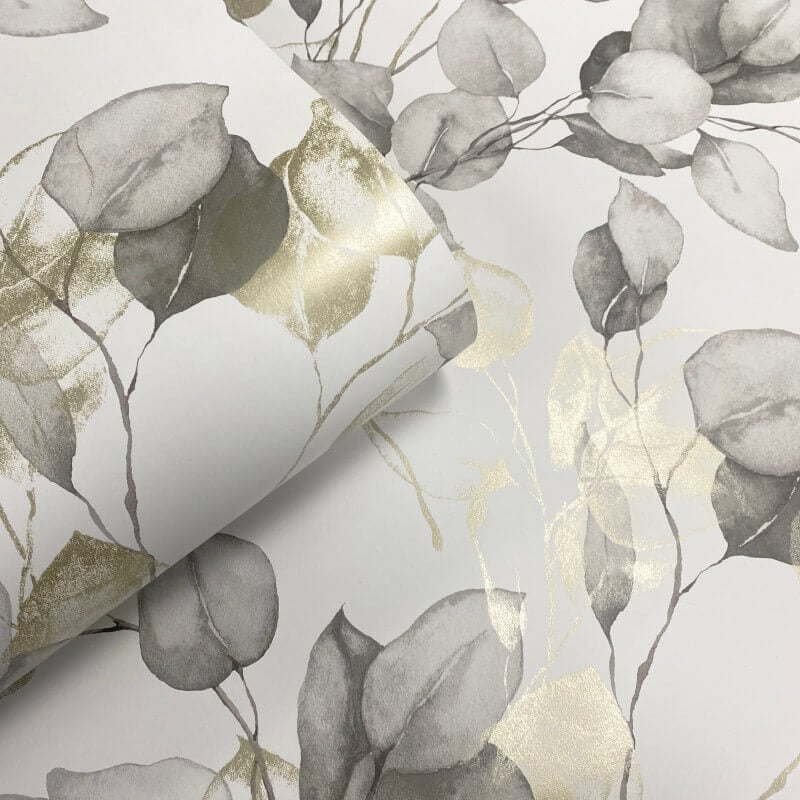 Eucalyptus Leaves Metallic Wallpaper - Natural/Gold - Muriva - 210503Wallpaper199