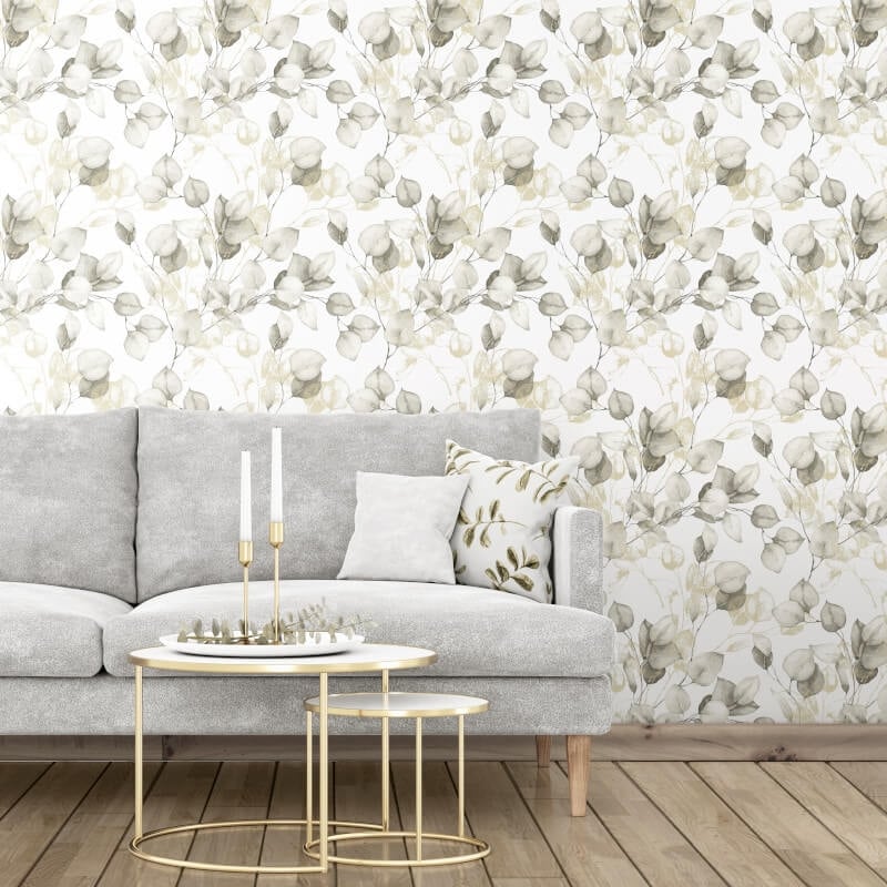 Eucalyptus Leaves Metallic Wallpaper - Natural/Gold - Muriva - 210503Wallpaper199