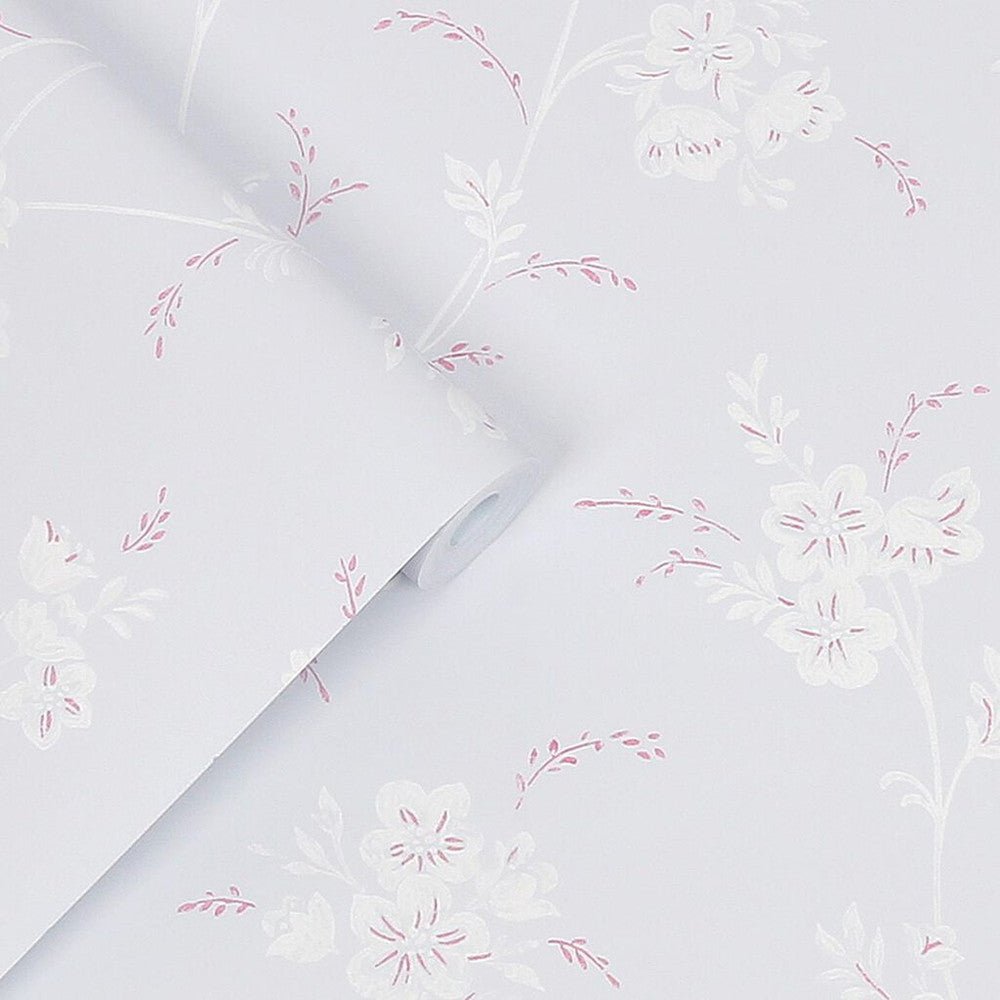 Eva Floral Wallpaper - Sugared Grey - Laura Ashley - 118493Wallpaper199