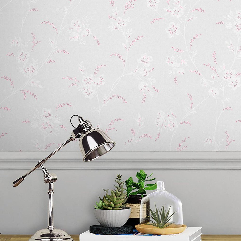 Eva Floral Wallpaper - Sugared Grey - Laura Ashley - 118493Wallpaper199