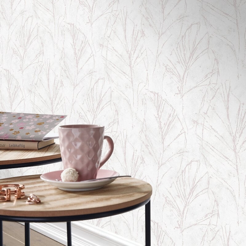 Evolution Fall Leaf Metallic Wallpaper - Pink - Erismann - 10321 - 05Wallpaper199