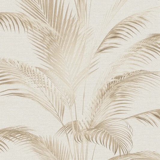 Fanned Palm Leaf Metallic Wallpaper - Cream/Beige - Michalsky Living - 39980-1Wallpaper199