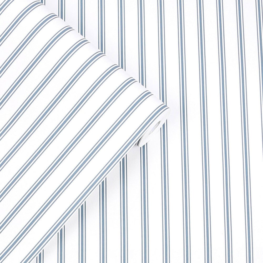 Farnworth Stripe Wallpaper - Smoke Blue - Laura Ashley - 122752Wallpaper199