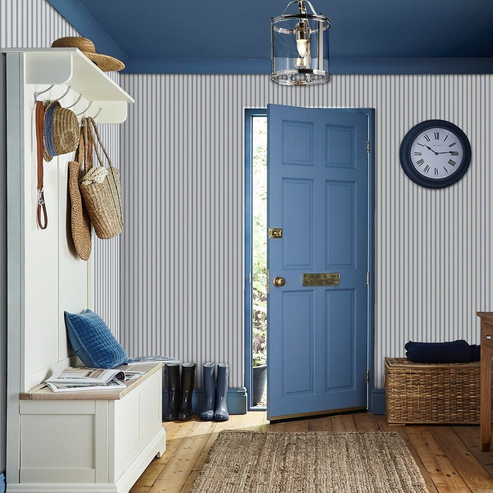 Farnworth Stripe Wallpaper - Smoke Blue - Laura Ashley - 122752Wallpaper199