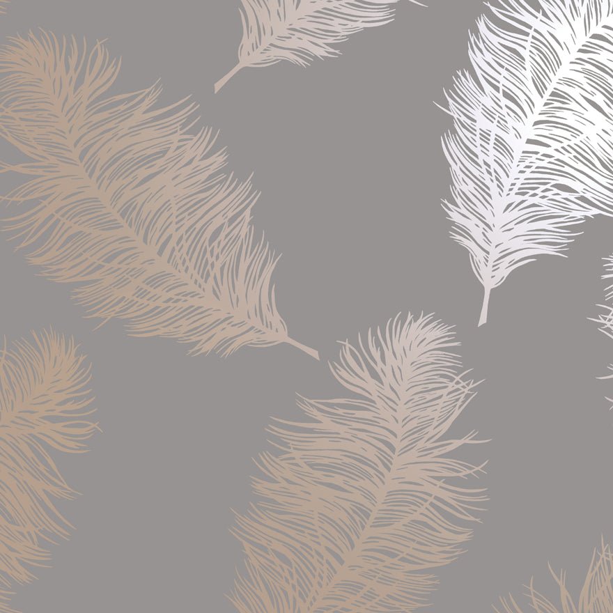 Fawning Feather Wallpaper - Grey / Rose Gold - Holden Décor - 12629Wallpaper199