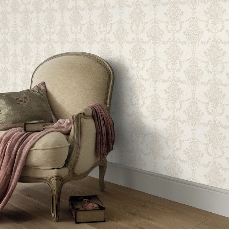 Felicite Floral Ornament Metallic Wallpaper - Cream - Erismann - 10287 - 02Wallpaper199