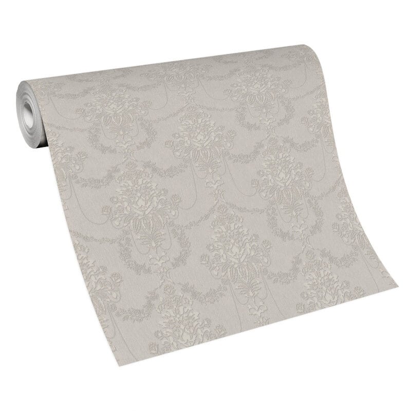 Felicite Floral Ornament Metallic Wallpaper - Grey - Erismann - 10287 - 37Wallpaper199