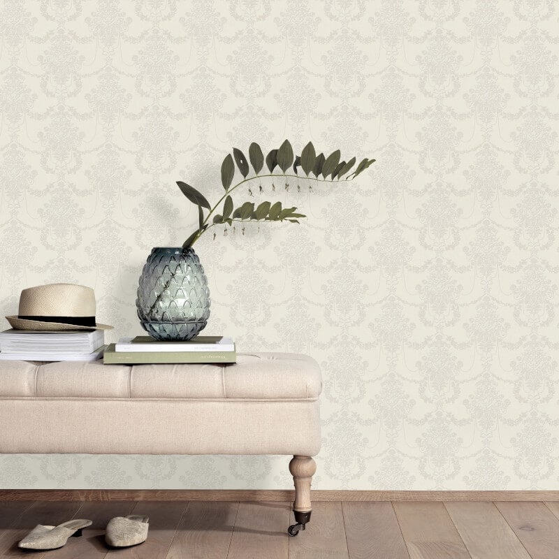 Felicite Floral Ornament Metallic Wallpaper - Light Cream - Erismann - 10287 - 14Wallpaper199
