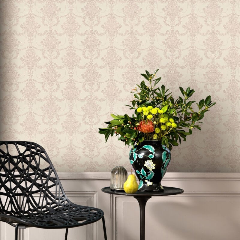 Felicite Floral Ornament Metallic Wallpaper - Pink - Erismann - 10287 - 05Wallpaper199