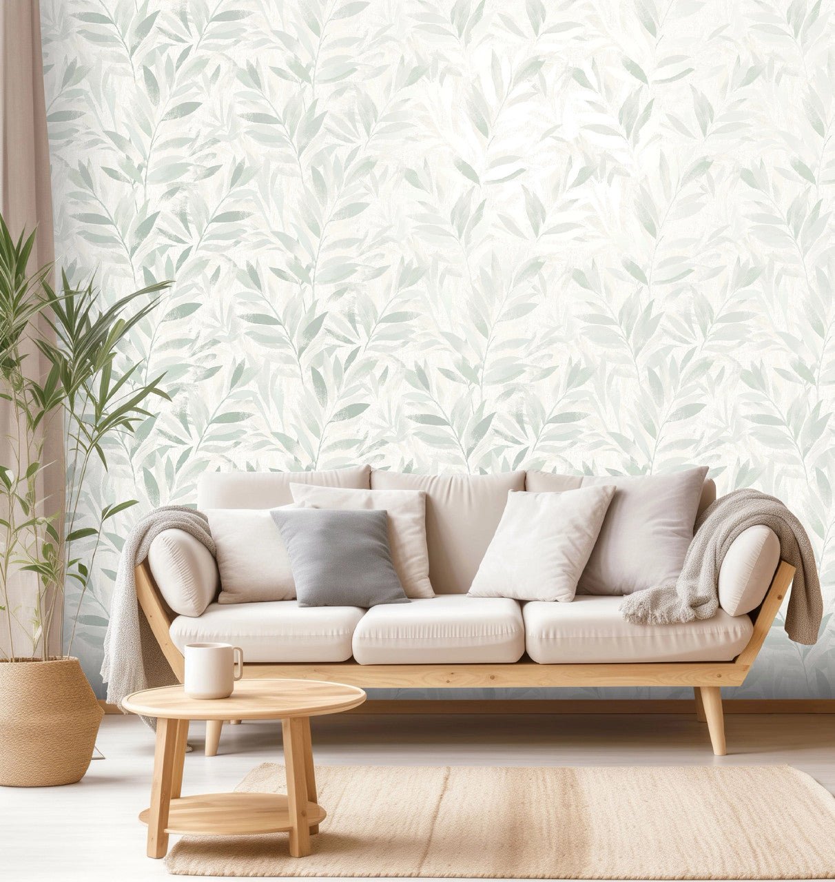Fiji Leaf Elegant Homes Wallpaper - Sage - Rasch - 311631Wallpaper199