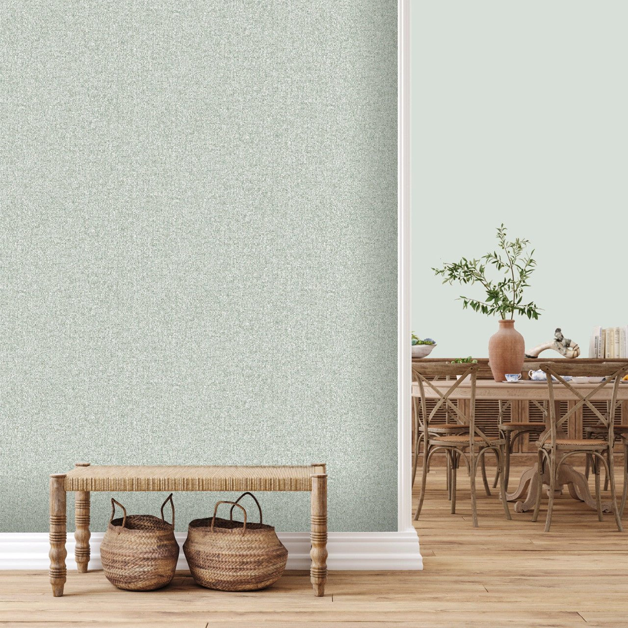 Fiji Plain Texture Elegant Homes Wallpaper - Sage Green - Rasch - 316124Wallpaper199
