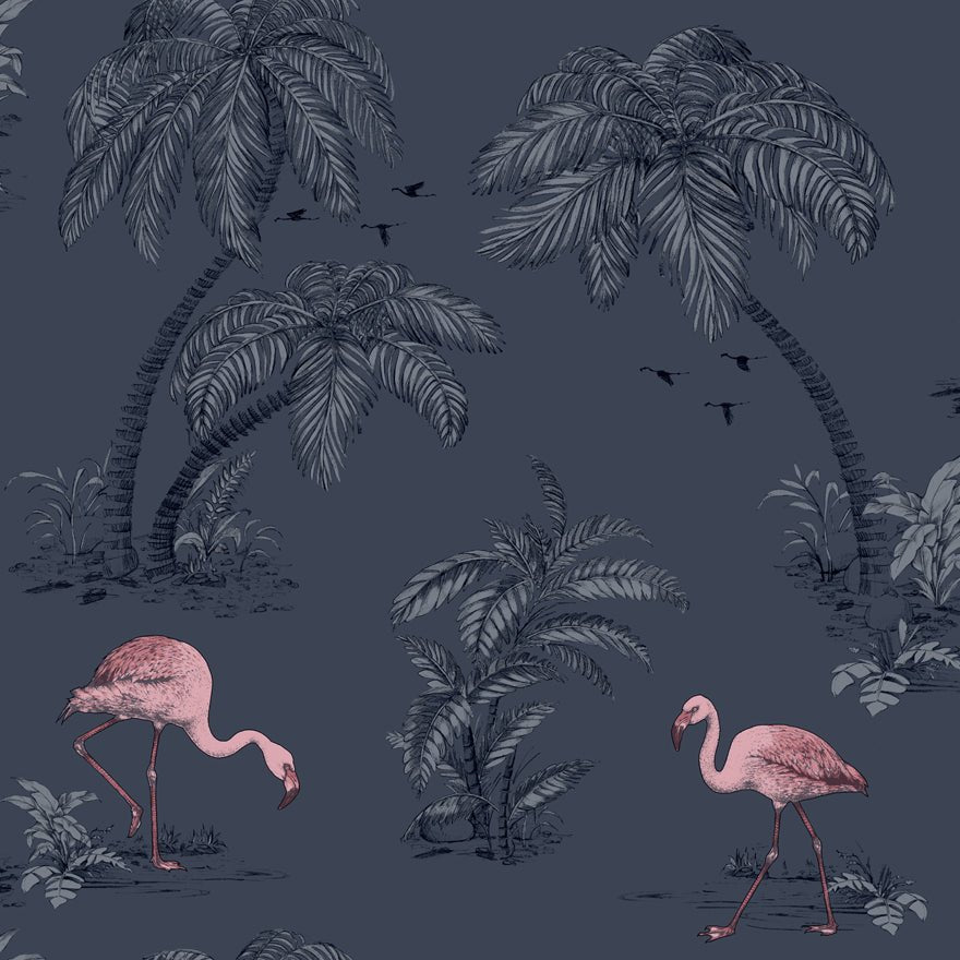 Flamingo Lake Wallpaper - Grey/Coral - Holden Décor - 12381Wallpaper199