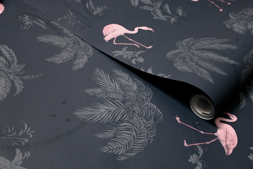 Flamingo Lake Wallpaper - Grey/Coral - Holden Décor - 12381Wallpaper199