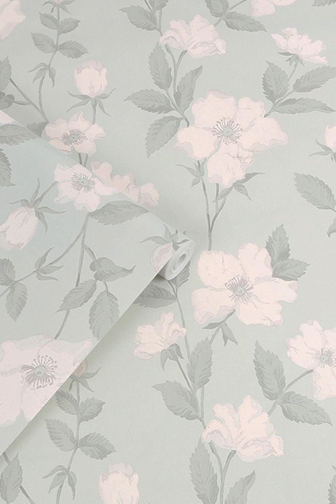 Fleurir Wallpaper - Smoke Green - Laura Ashley - 114917Wallpaper199