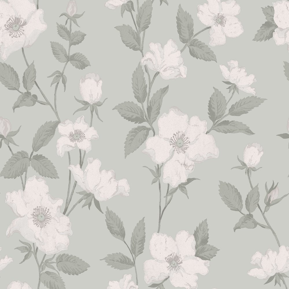 Fleurir Wallpaper - Smoke Green - Laura Ashley - 114917Wallpaper199