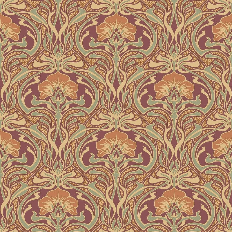 Flora Nouveau Floral Wallpaper - Russet - Crown - M1194Wallpaper199
