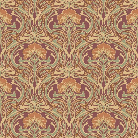 Flora Nouveau Floral Wallpaper - Russet - Crown - M1194Wallpaper199
