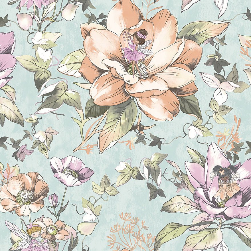 Floral Fairies Wallpaper - Teal - Holden Décor - 13210Wallpaper199