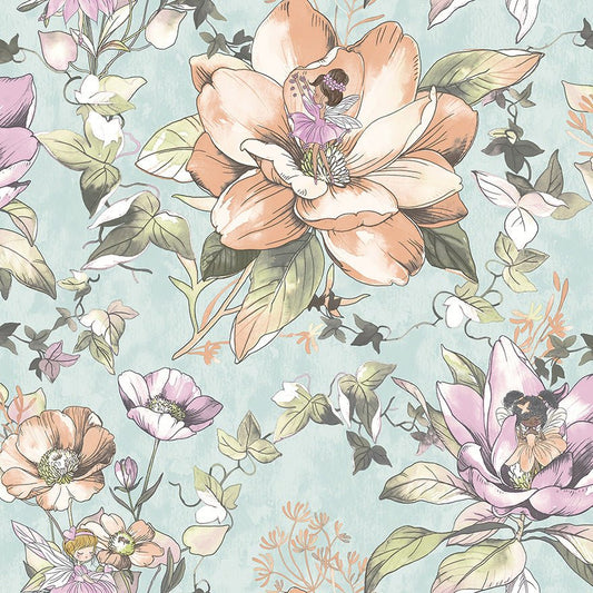 Floral Fairies Wallpaper - Teal - Holden Décor - 13210Wallpaper199