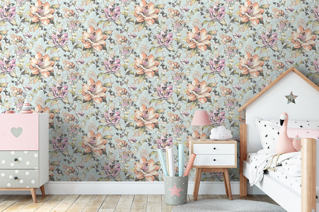 Floral Fairies Wallpaper - Teal - Holden Décor - 13210Wallpaper199