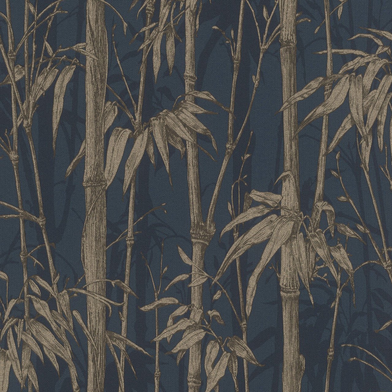 Florentine Bamboo Wallpaper - Navy Blue & Gold - Rasch - 484892Wallpaper199