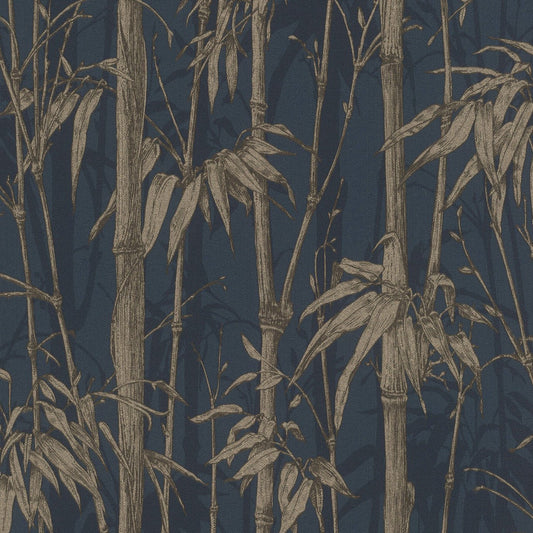 Florentine Bamboo Wallpaper - Navy Blue & Gold - Rasch - 484892Wallpaper199