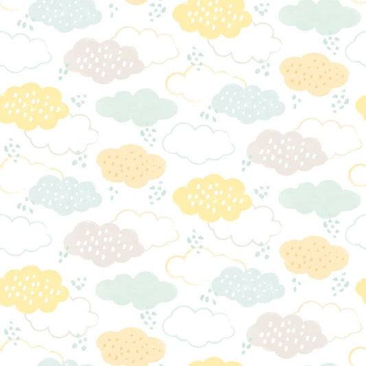Fluffy Clouds Wallpaper - Lemon Fizz - Hoopla Walls - HWA1281WWallpaper199