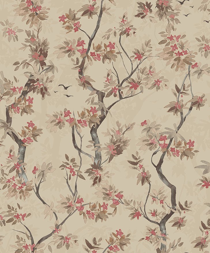 Folia Wallpaper - Taupe / Red - Holden Décor - 36221Wallpaper199