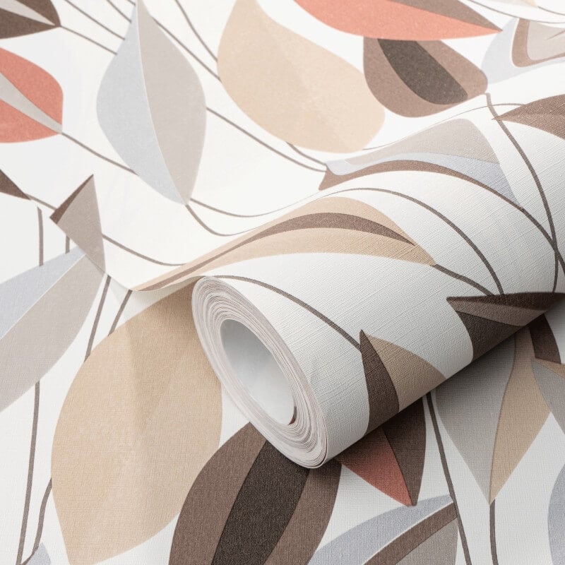 Foliage Leaf Wallpaper - Beige/Red Multi - Erismann - 10431 - 11Wallpaper199