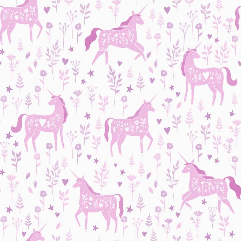 Folk Unicorn Wallpaper - Pink - Catherine Lansfield - 165570Wallpaper199