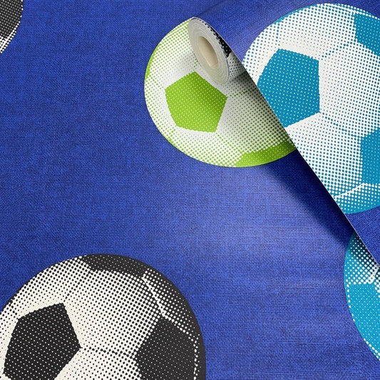 Footballs Wallpaper - Blue Multi - Catherine Lansfield - 165571Wallpaper199