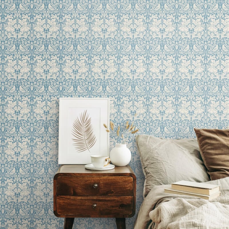 Forest Rabbit Wallpaper - Blue - Hoopla Walls - HWA1145WWallpaper199