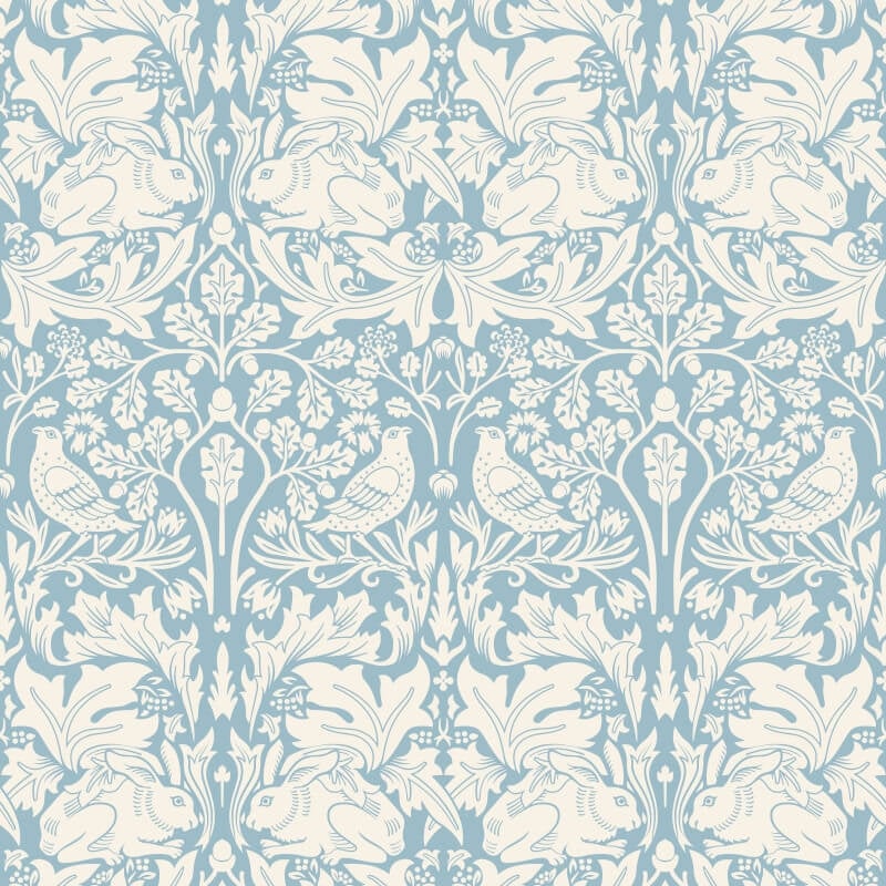 Forest Rabbit Wallpaper - Blue - Hoopla Walls - HWA1145WWallpaper199