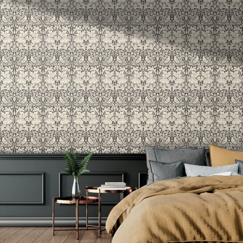Forest Rabbit Wallpaper - Charcoal Grey - Hoopla Walls - HWA1143WWallpaper199