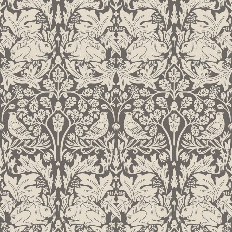 Forest Rabbit Wallpaper - Charcoal Grey - Hoopla Walls - HWA1143WWallpaper199