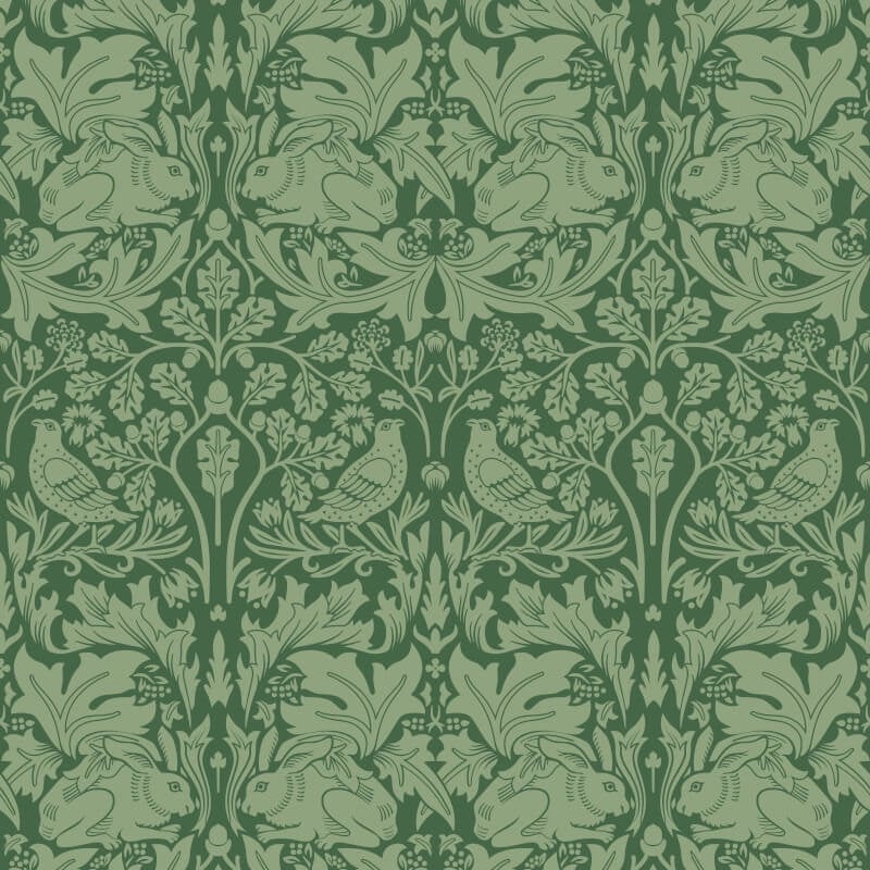 Forest Rabbit Wallpaper - Forest Green - Hoopla Walls - HWA1142WWallpaper199