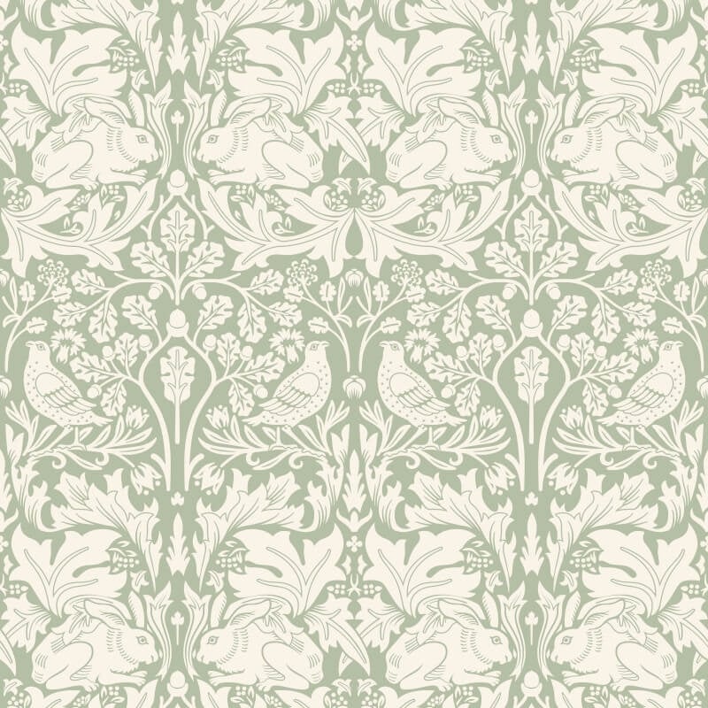 Forest Rabbit Wallpaper - Sage Green - Hoopla Walls - HWA1141WWallpaper199