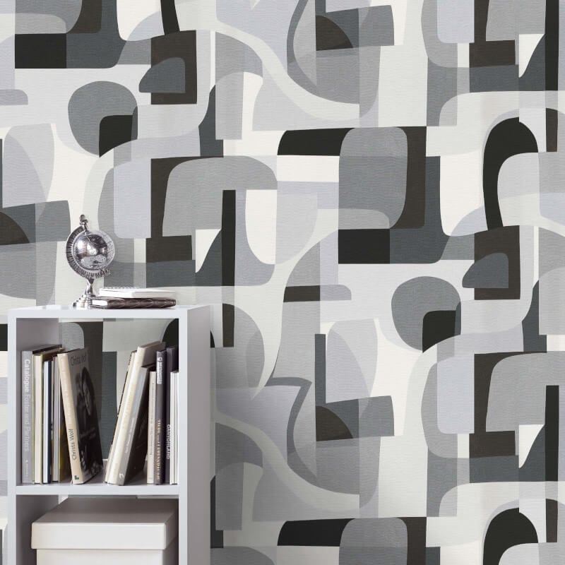 Fragment Modern Geometric Wallpaper - Grey/Black - Erismann - 10432 - 10Wallpaper199