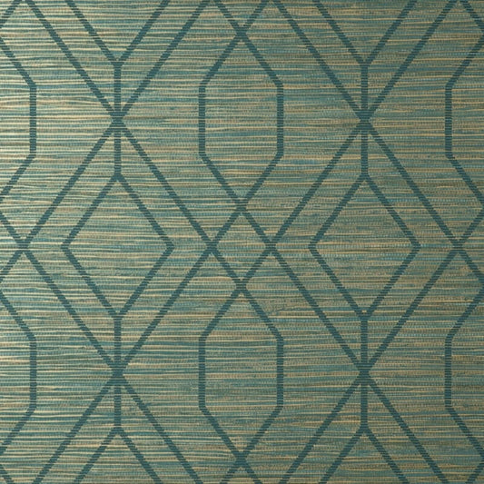 Fusion Trellis Metallic Wallpaper - Teal - Crown - M1773Wallpaper199
