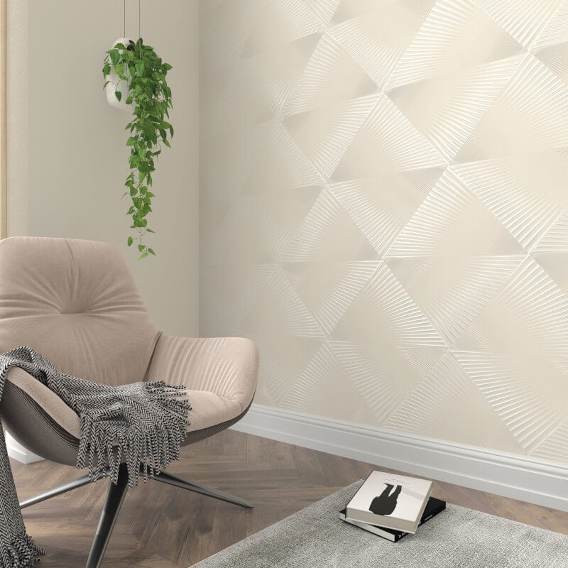 Gala 3D Effect Fan Metallic Wallpaper - Cream - Erismann - 10404 - 14Wallpaper199