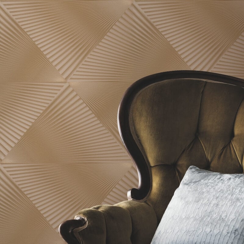 Gala 3D Effect Fan Metallic Wallpaper - Gold - Erismann - 10404 - 30Wallpaper199