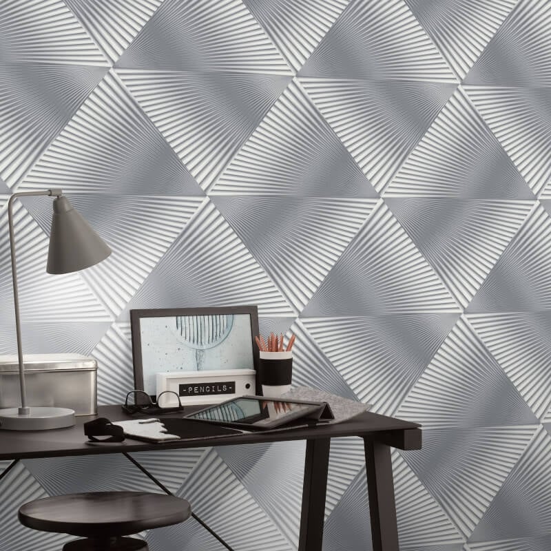 Gala 3D Effect Fan Metallic Wallpaper - Grey - Erismann - 10404 - 10Wallpaper199
