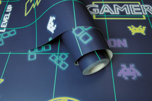 Gamer Wallpaper - Navy/Neon Yellow - Holden Décor - 13310Wallpaper199